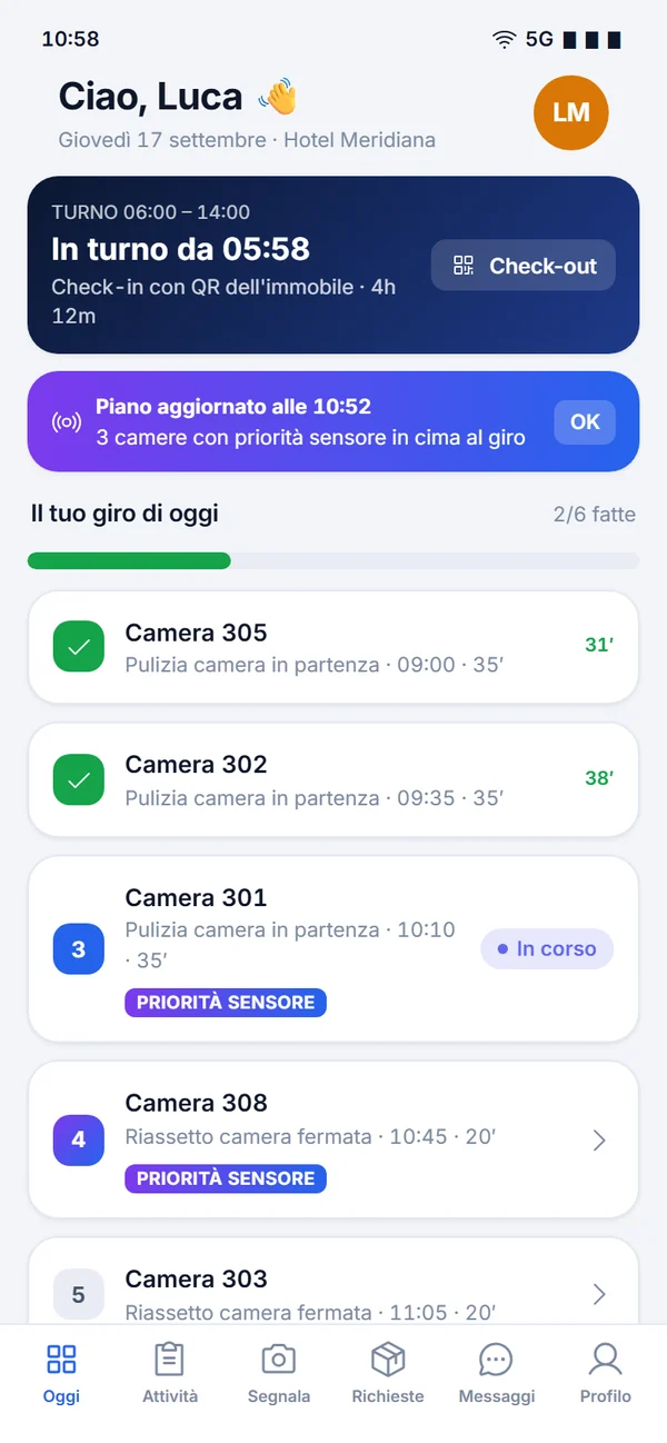 FM·One: the operative app with today’s shift and work round